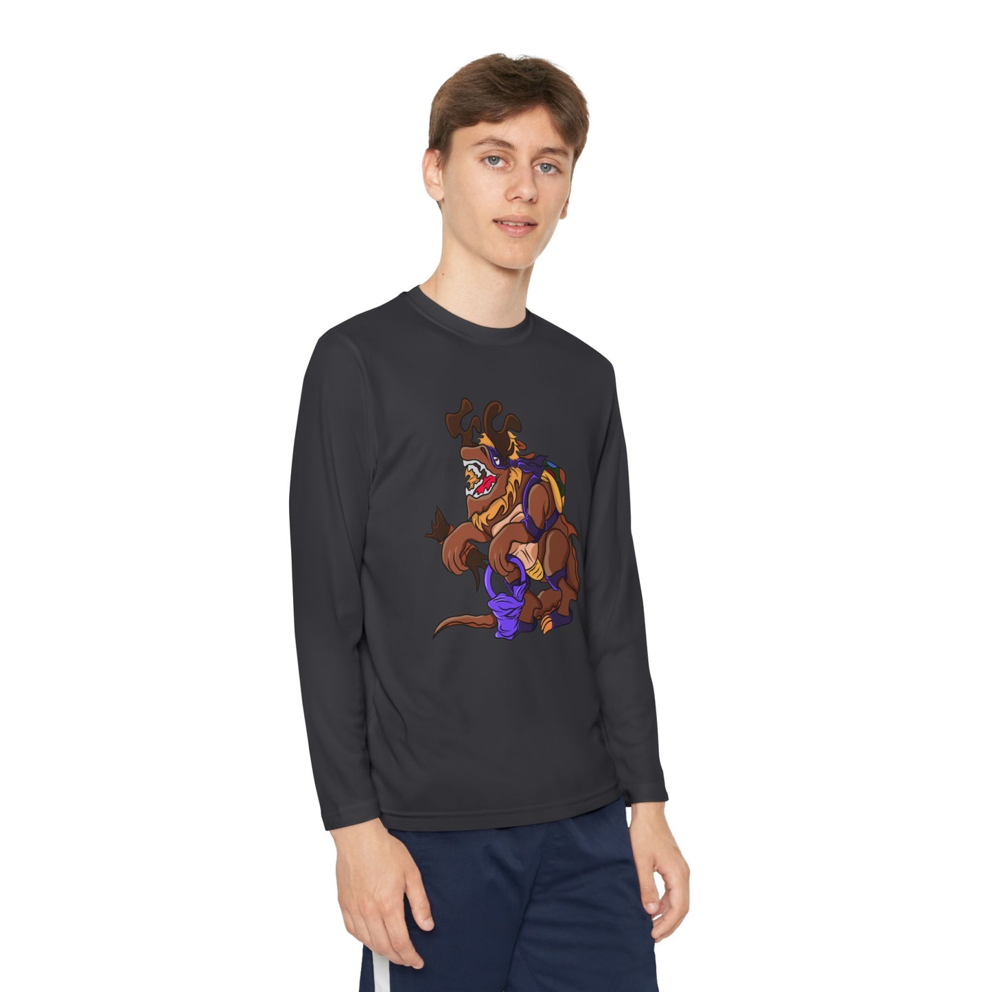 Youth Long Sleeve Tee - Trick or Tarrasque Halloween Design