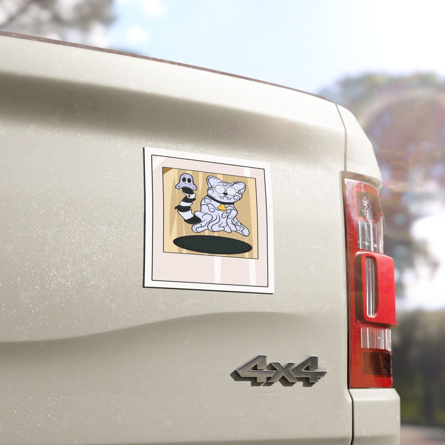 Car Magnet- Ghost Cat Polaroid pic