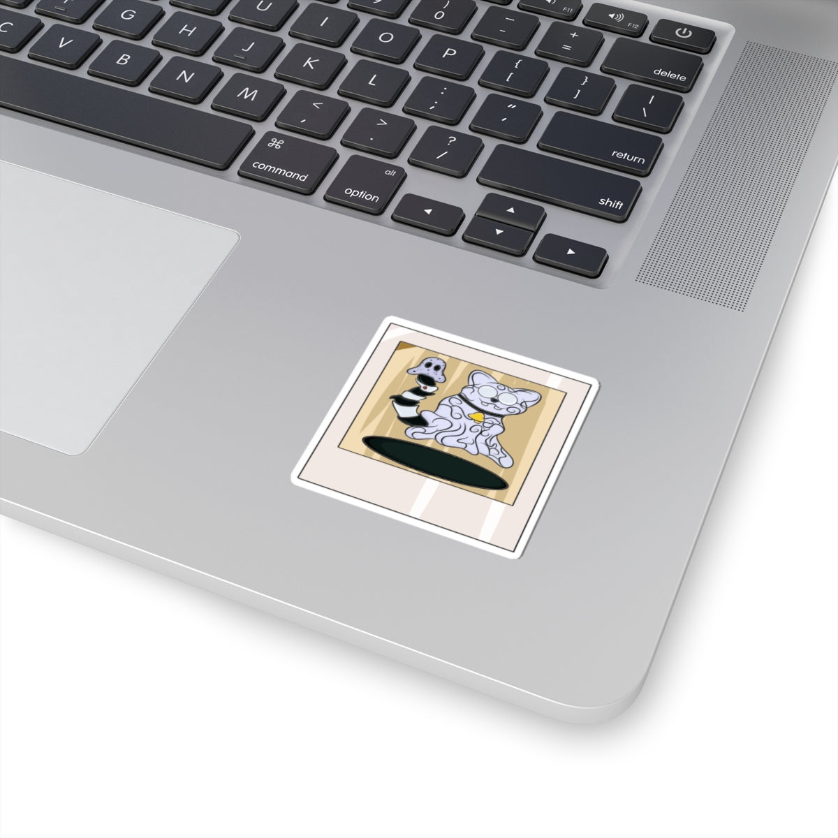 Vinyl Decal - Funny Ghost Cat with Ghost Tail Polaroid pic