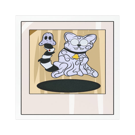 Car Magnet- Ghost Cat Polaroid pic