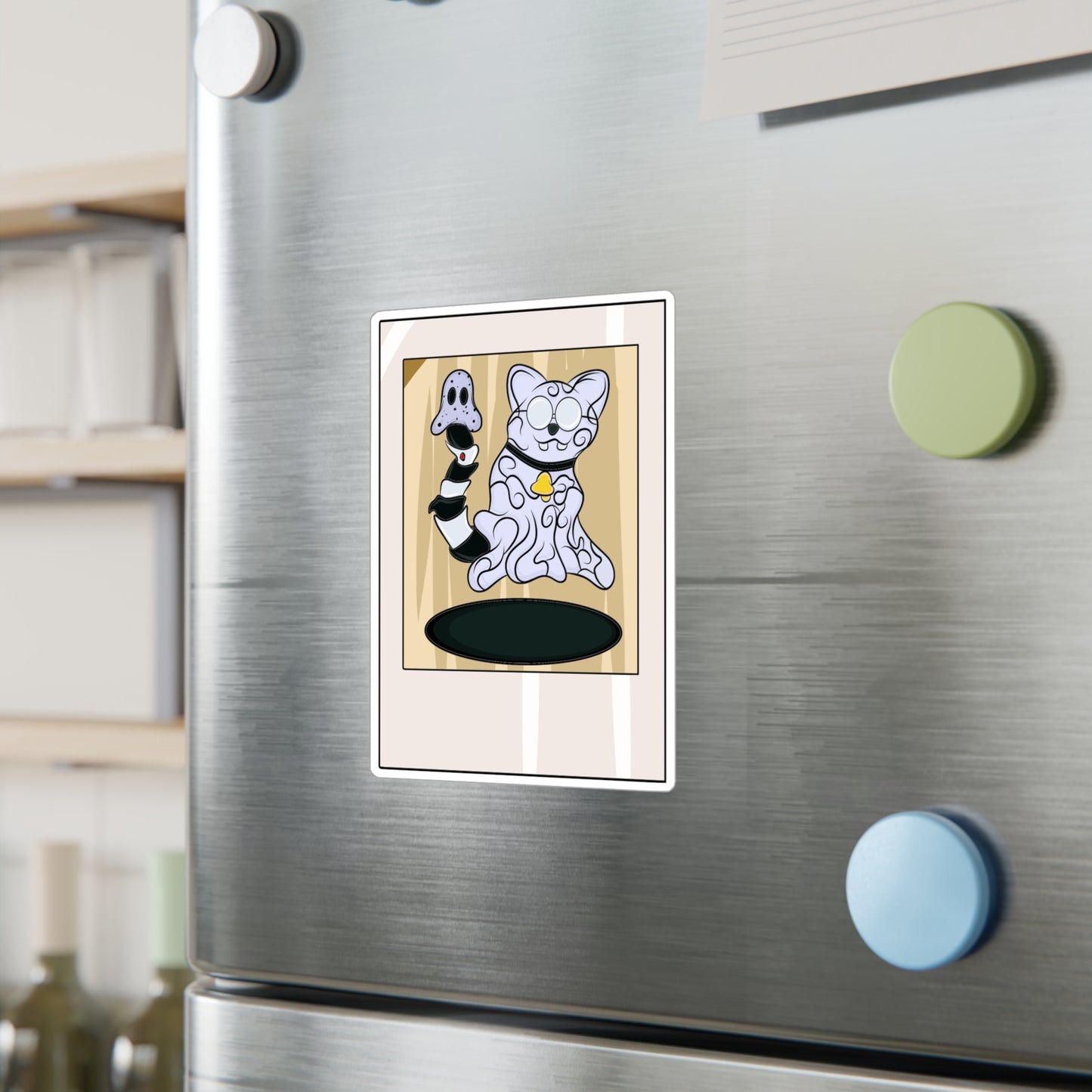 Vinyl Decal - Funny Ghost Cat with Ghost Tail Polaroid pic