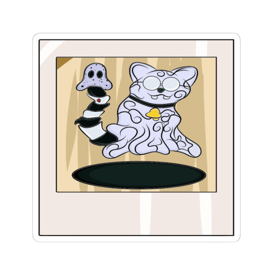 Vinyl Decal - Funny Ghost Cat with Ghost Tail Polaroid pic
