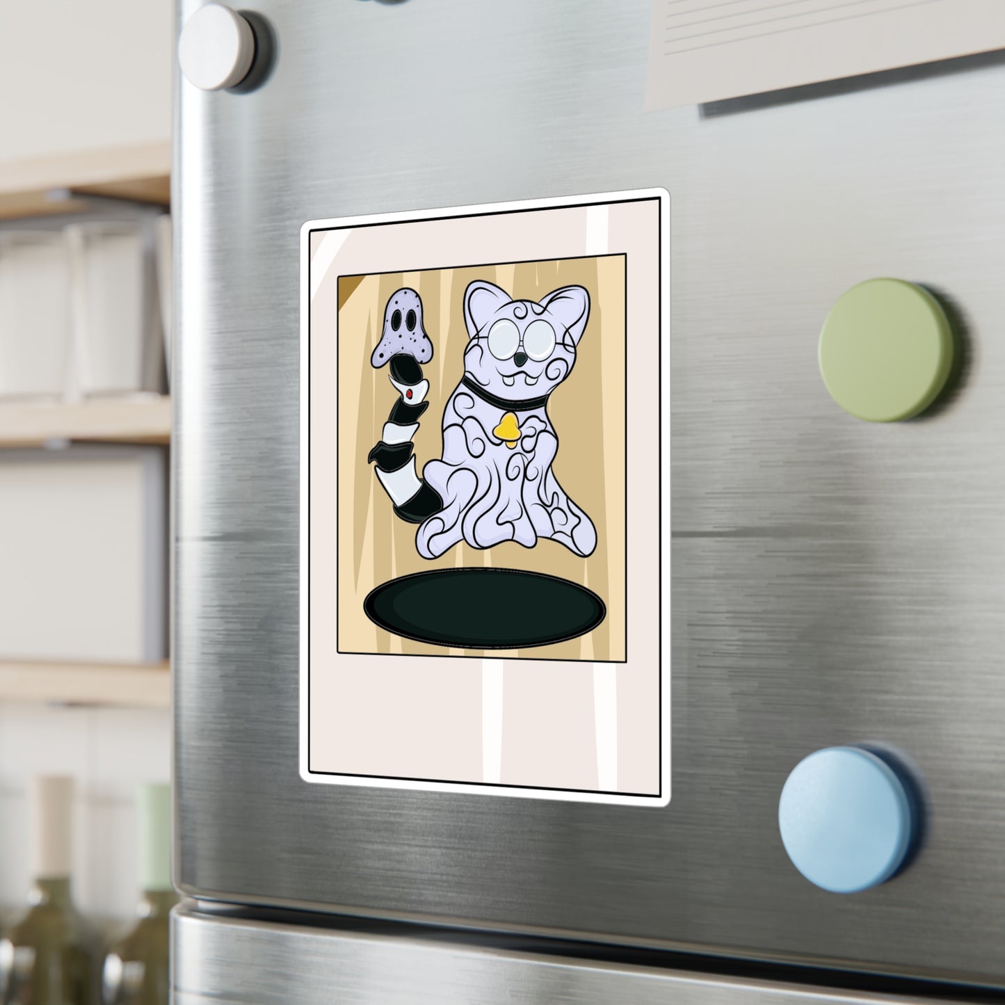 Vinyl Decal - Funny Ghost Cat with Ghost Tail Polaroid pic